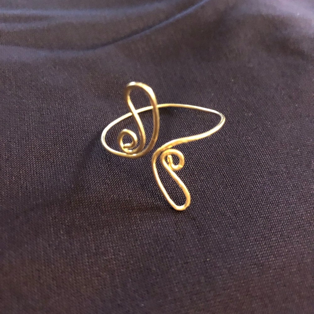 14k GF handmade toe ring thumb ring adjustable hammered spirals no markings